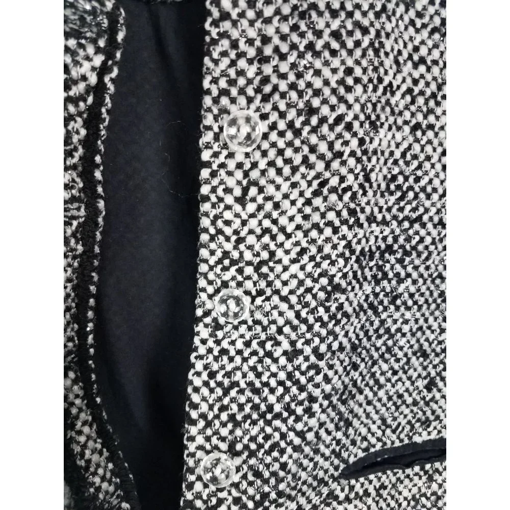 Lands' End Girls Sz. 7/8 Black/White/Silver Tweed Button Up Jacket/Blazer - Picture 5 of 9